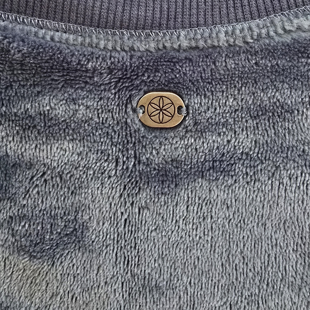 GAIAM Plush Velour Blue Women's Crew Neck Sweater - Picture 3 of 4